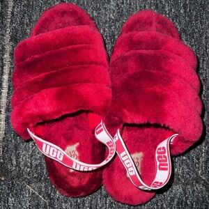 UGG FLUFF YEAH SLIDE RIBBON RED